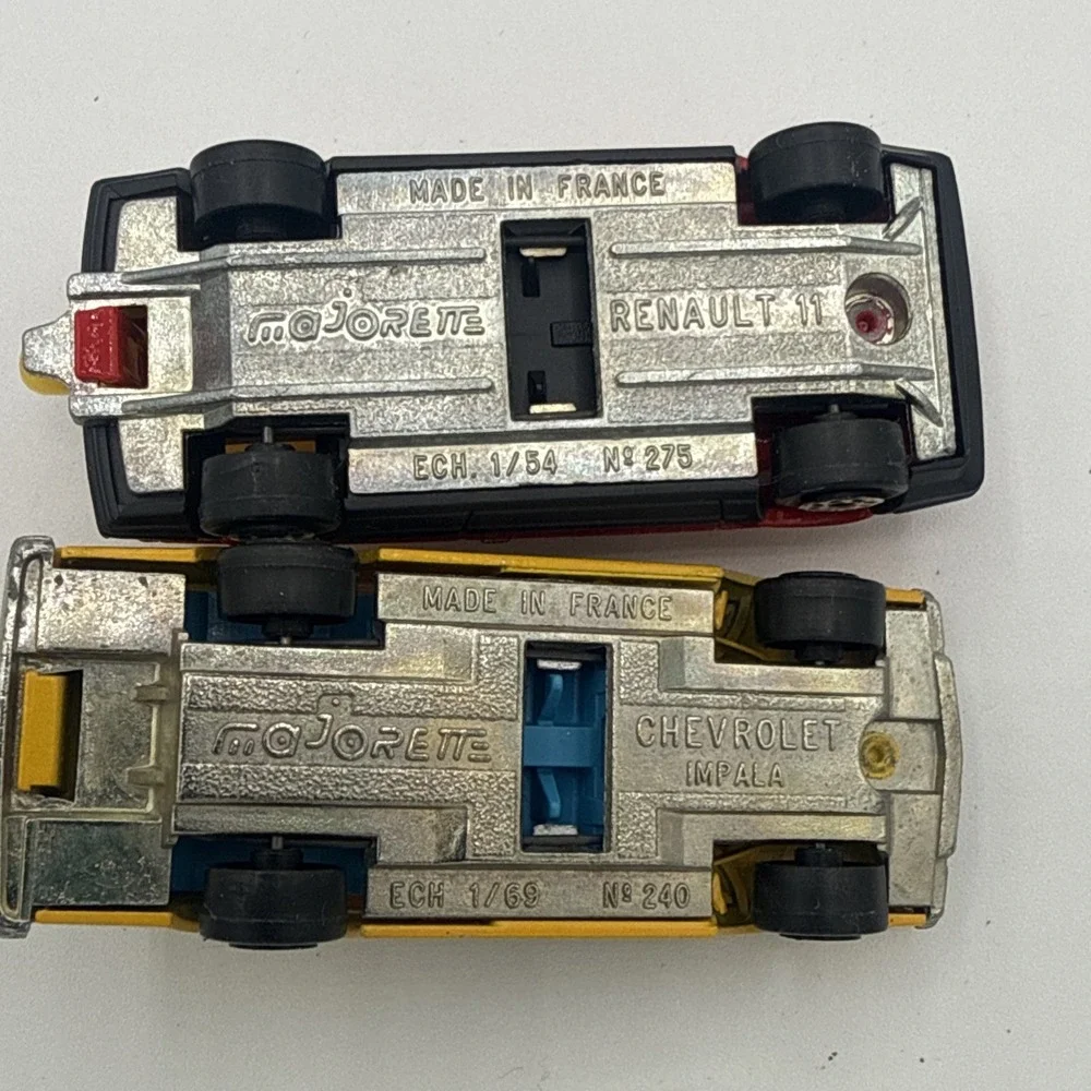 Vintage Lot 2 Majorette #240 Chevrolet Impalas And  Renault #275 Made In France